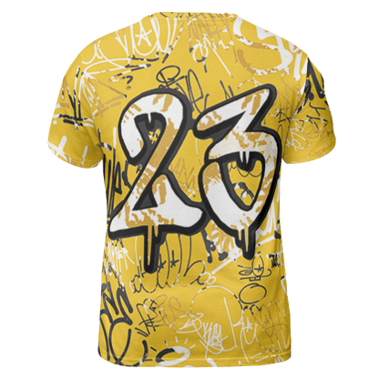 Yellow Ochre 6s T Shirt Match 23 Hiphop 3D All-Over Print Graffiti Pattern - NastyJamz