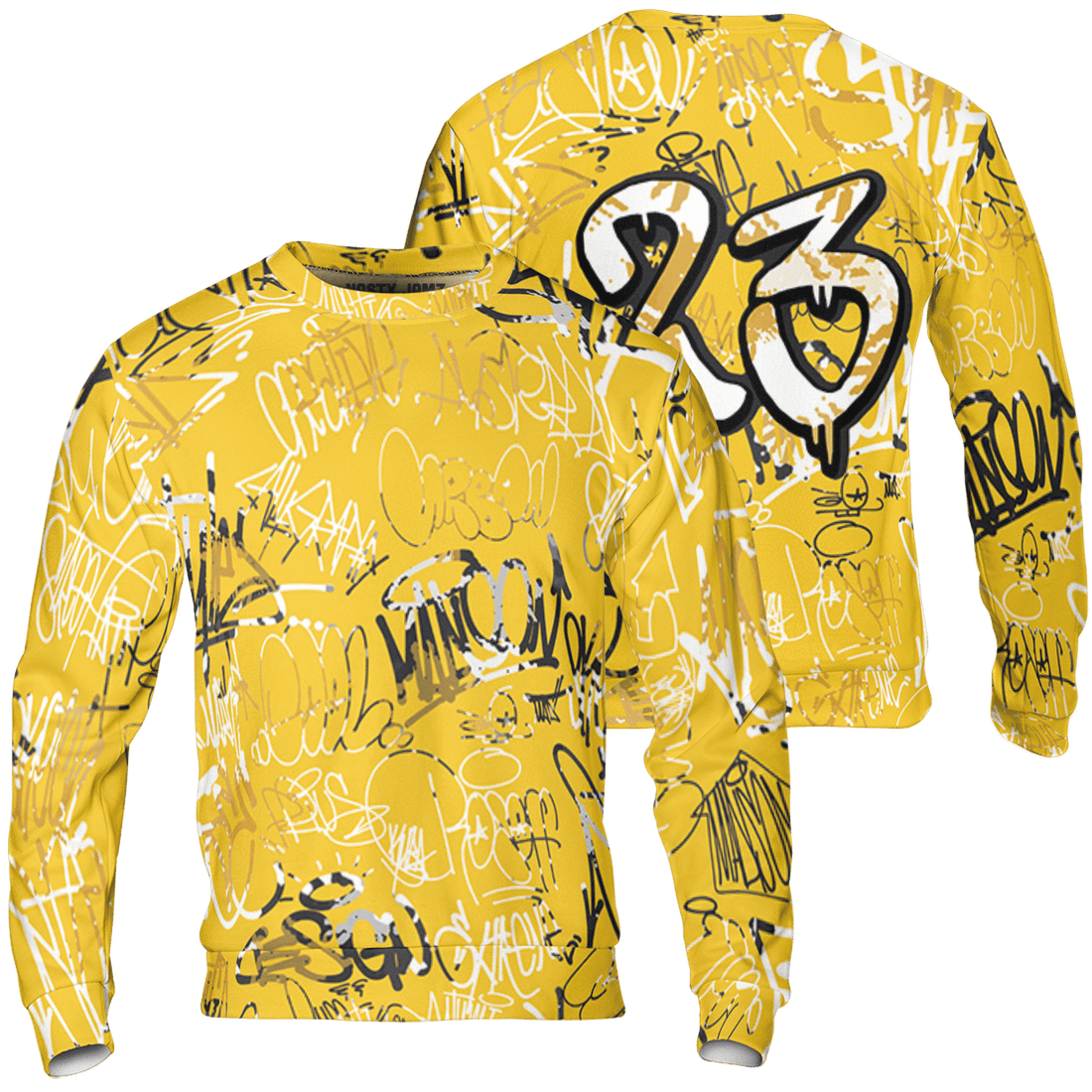 Yellow Ochre 6s Sweatshirt Match 23 Hiphop 3D All-Over Print Graffiti Pattern - NastyJamz
