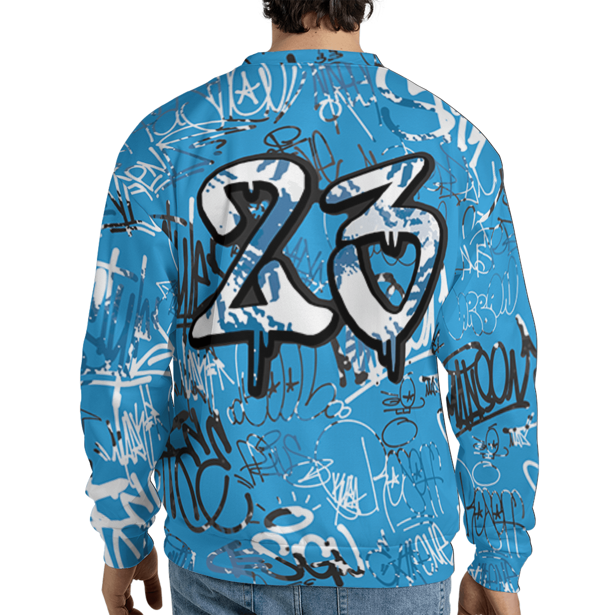 Powder Blue 9s Sweatshirt Match 23 Hiphop 3D All-Over Print Graffiti Pattern - NastyJamz