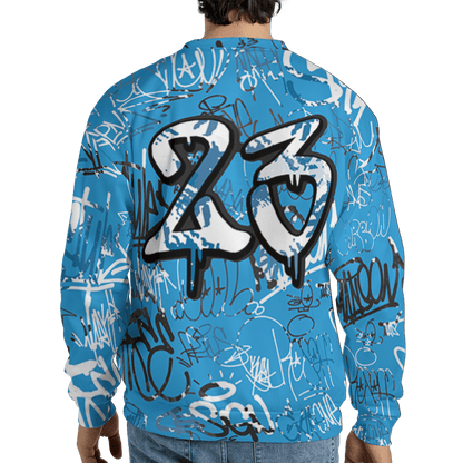 Powder Blue 9s Sweatshirt Match 23 Hiphop 3D All-Over Print Graffiti Pattern - NastyJamz