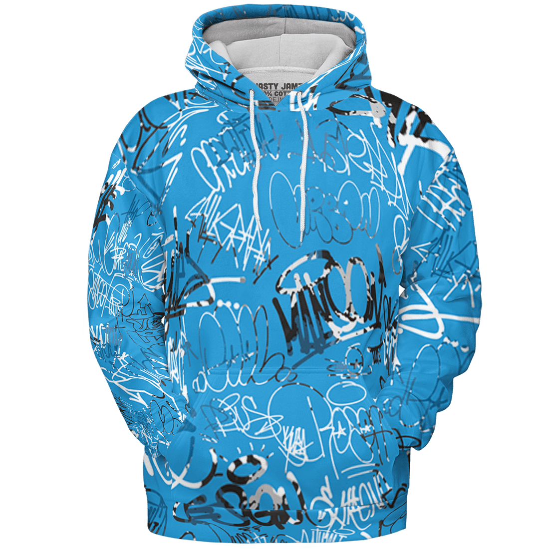 Powder Blue 9s Hoodie Match 23 Hiphop 3D All-Over Print Graffiti Pattern - NastyJamz