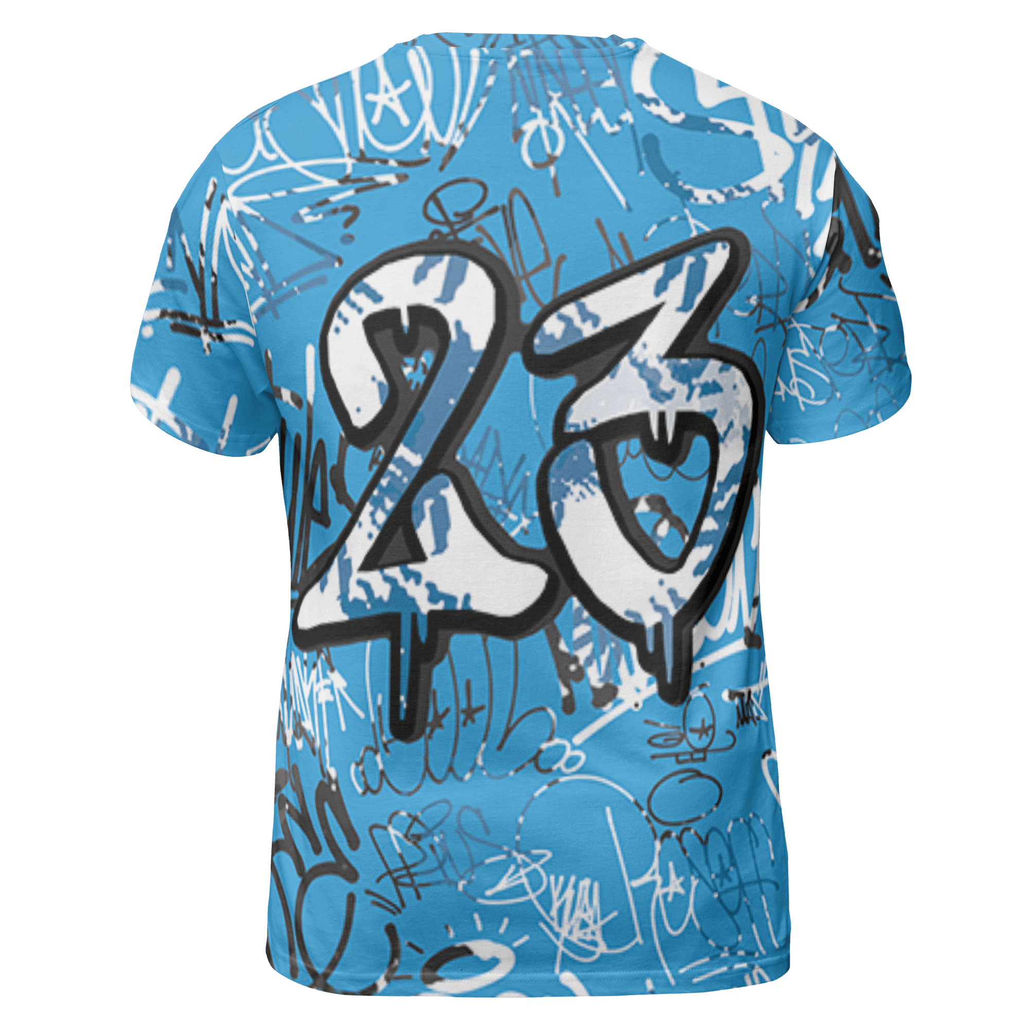 Powder Blue 9s T Shirt Match 23 Hiphop 3D All-Over Print Graffiti Pattern - NastyJamz