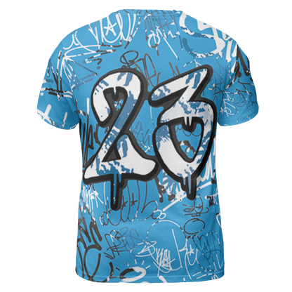 Powder Blue 9s T Shirt Match 23 Hiphop 3D All-Over Print Graffiti Pattern - NastyJamz