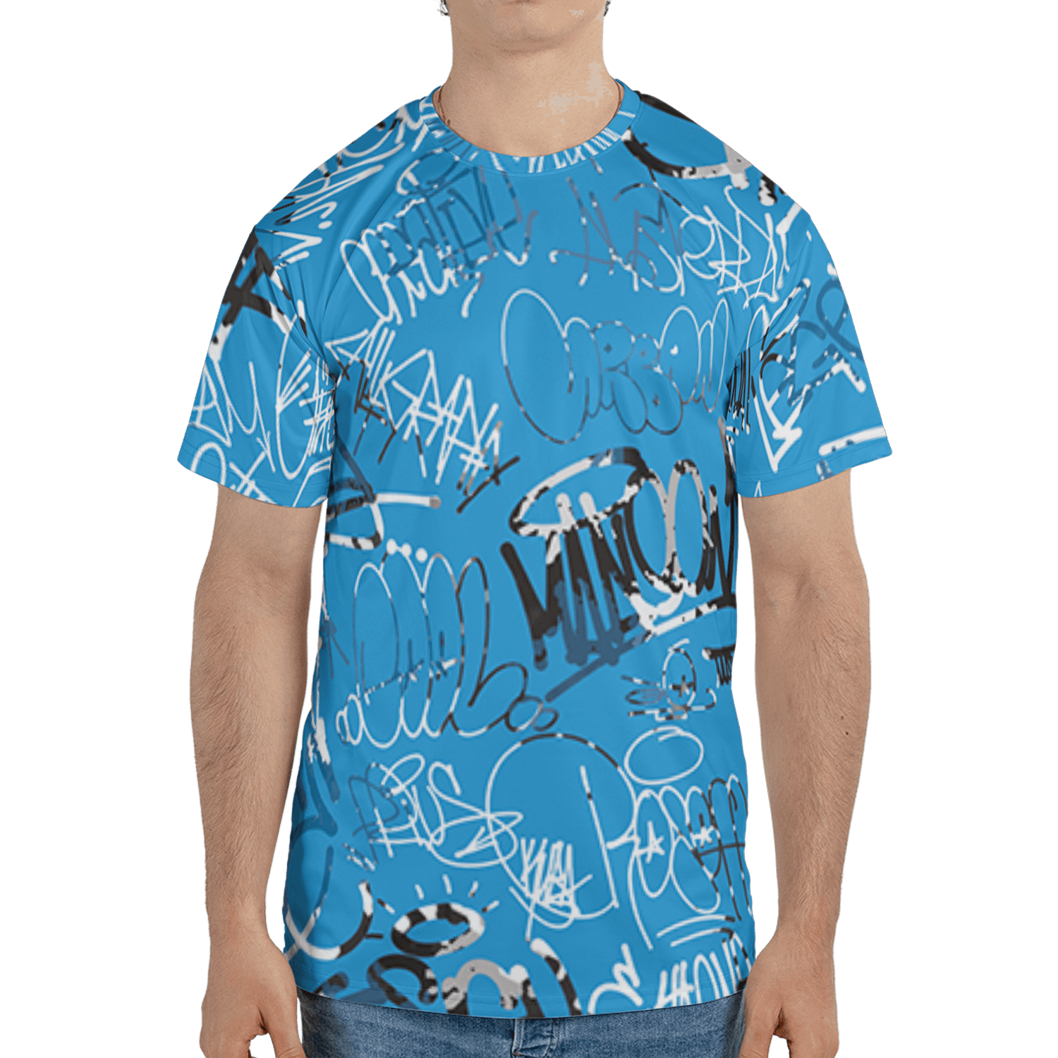 Powder Blue 9s T Shirt Match 23 Hiphop 3D All-Over Print Graffiti Pattern - NastyJamz