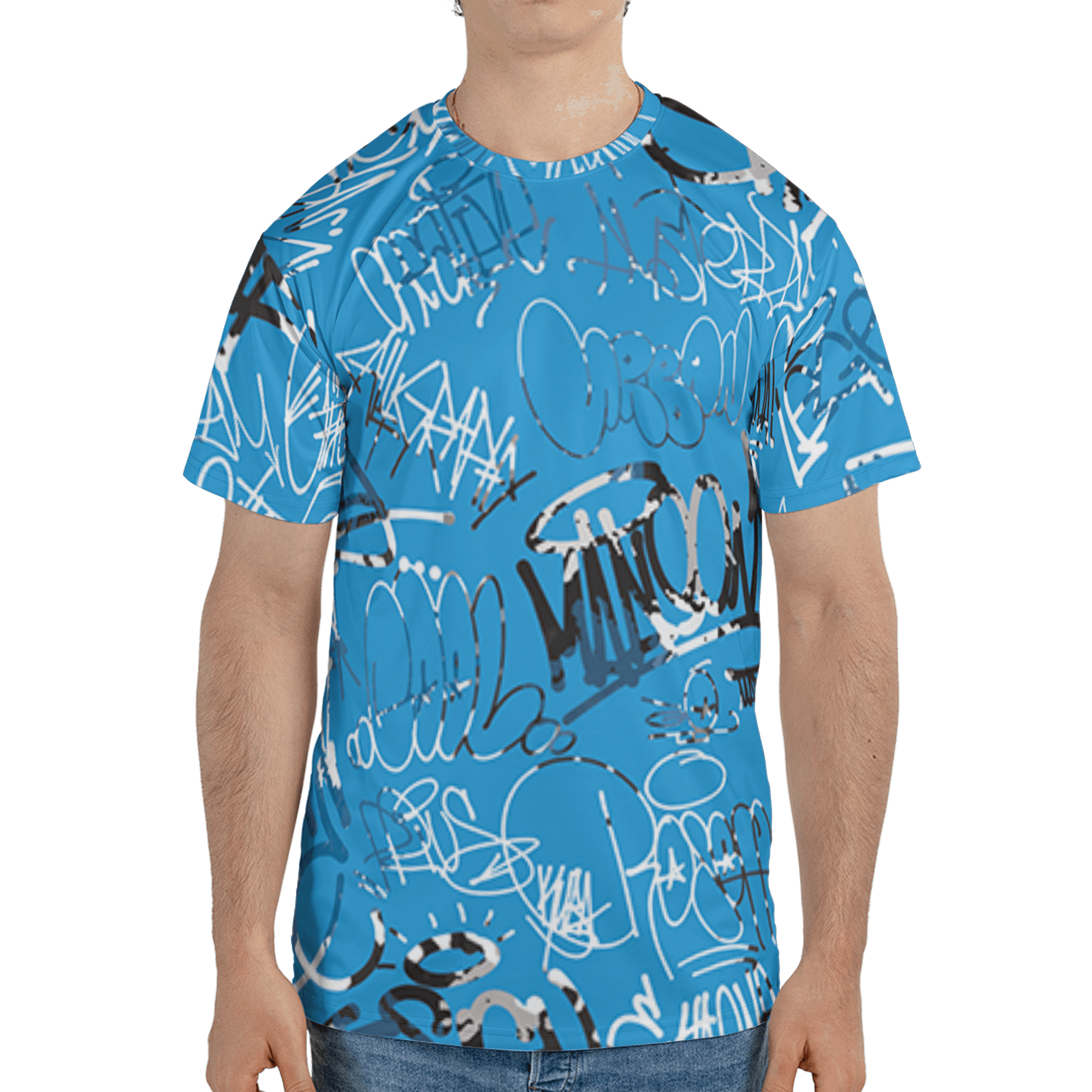 Powder Blue 9s T Shirt Match 23 Hiphop 3D All-Over Print Graffiti Pattern - NastyJamz