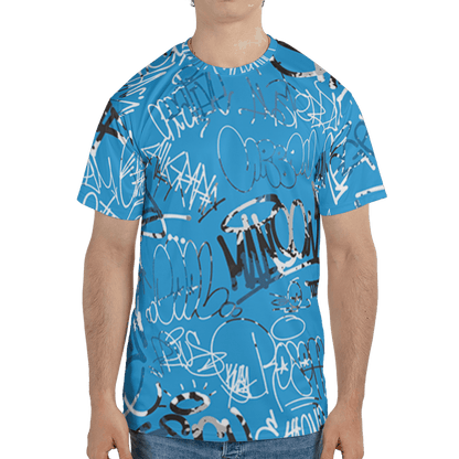 Powder Blue 9s T Shirt Match 23 Hiphop 3D All-Over Print Graffiti Pattern - NastyJamz