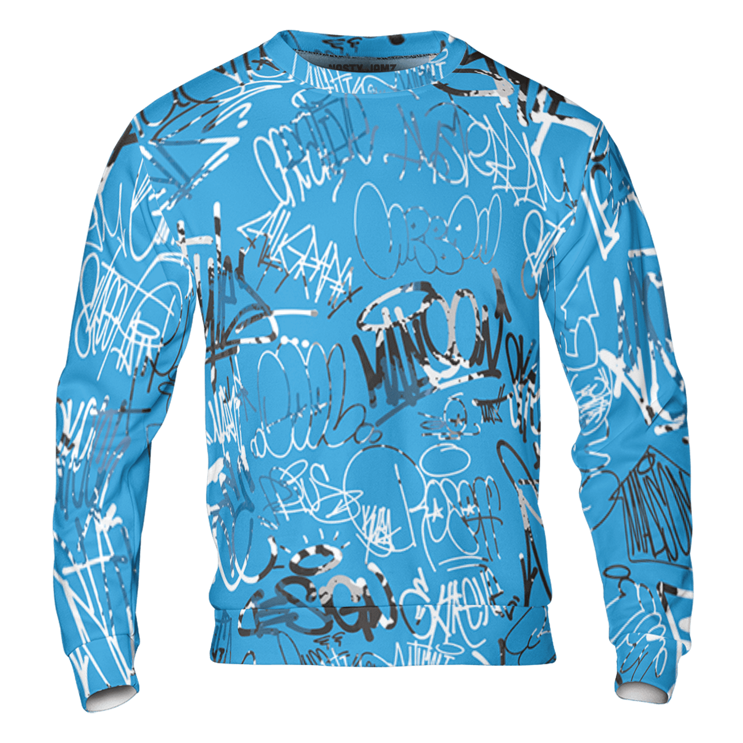 Powder Blue 9s Sweatshirt Match 23 Hiphop 3D All-Over Print Graffiti Pattern - NastyJamz