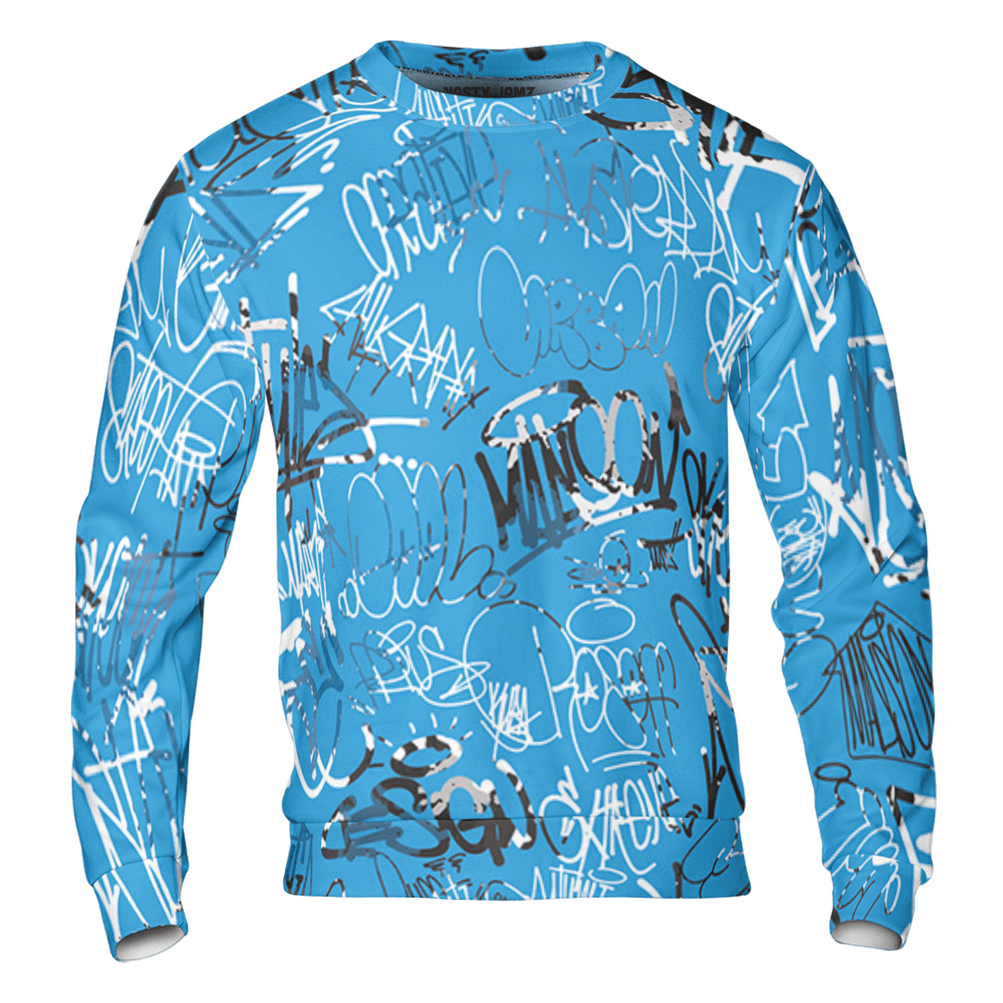 Powder Blue 9s Sweatshirt Match 23 Hiphop 3D All-Over Print Graffiti Pattern - NastyJamz