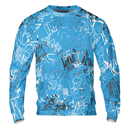 Powder Blue 9s Sweatshirt Match 23 Hiphop 3D All-Over Print Graffiti Pattern - NastyJamz