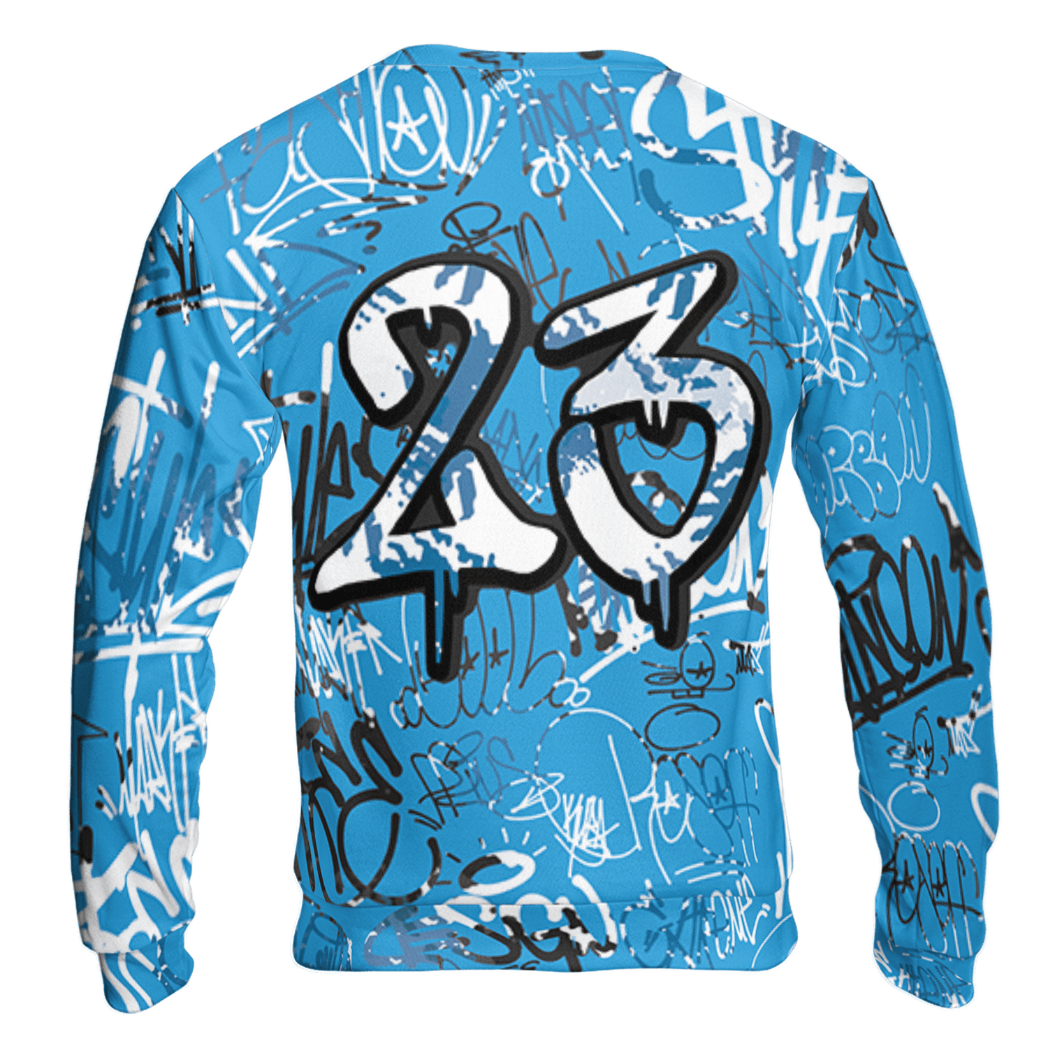 Powder Blue 9s Sweatshirt Match 23 Hiphop 3D All-Over Print Graffiti Pattern - NastyJamz