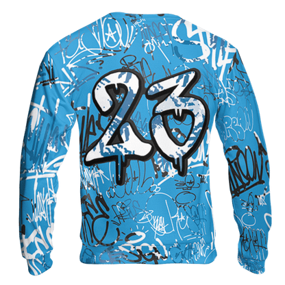 Powder Blue 9s Sweatshirt Match 23 Hiphop 3D All-Over Print Graffiti Pattern - NastyJamz