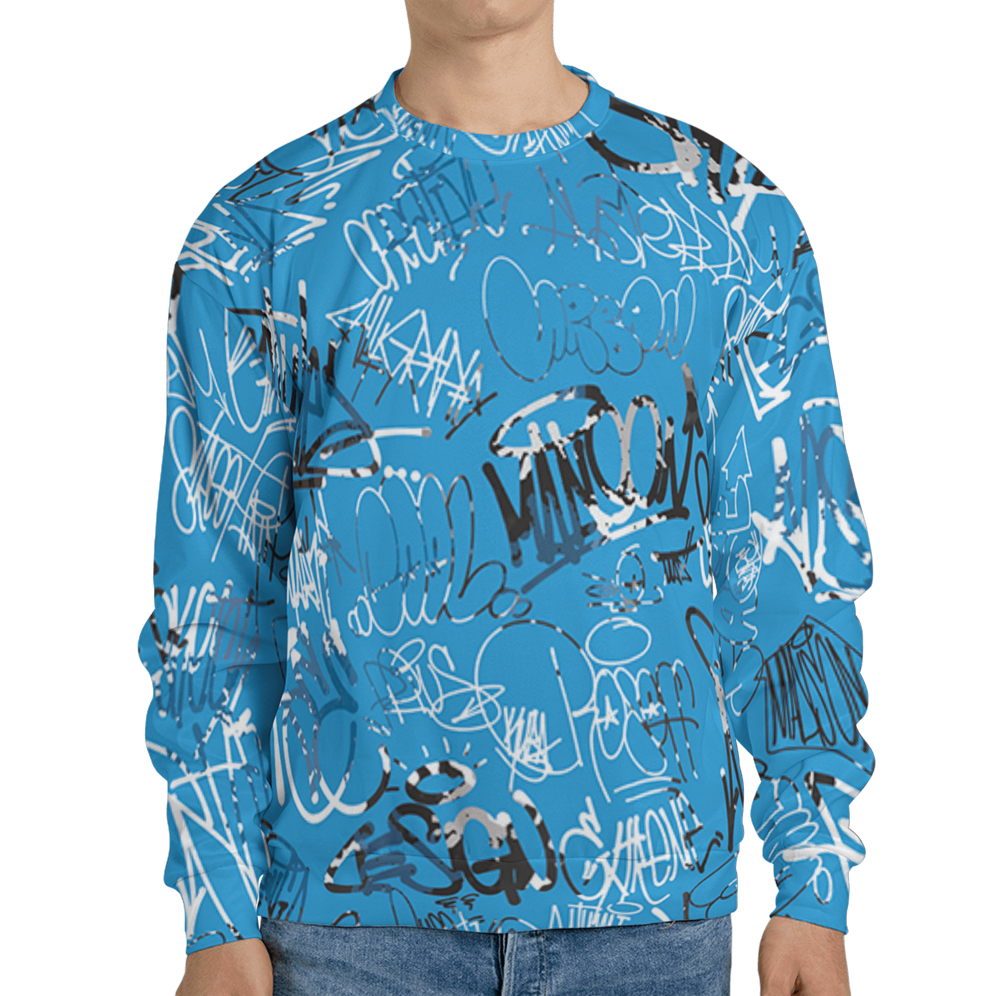 Powder Blue 9s Sweatshirt Match 23 Hiphop 3D All-Over Print Graffiti Pattern - NastyJamz