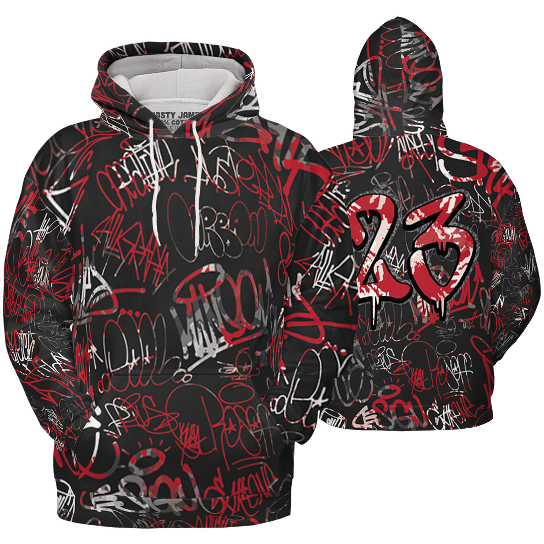 Spizike Low Bred Hoodie Match 23 Hiphop 3D All-Over Print Graffiti Pattern - NastyJamz