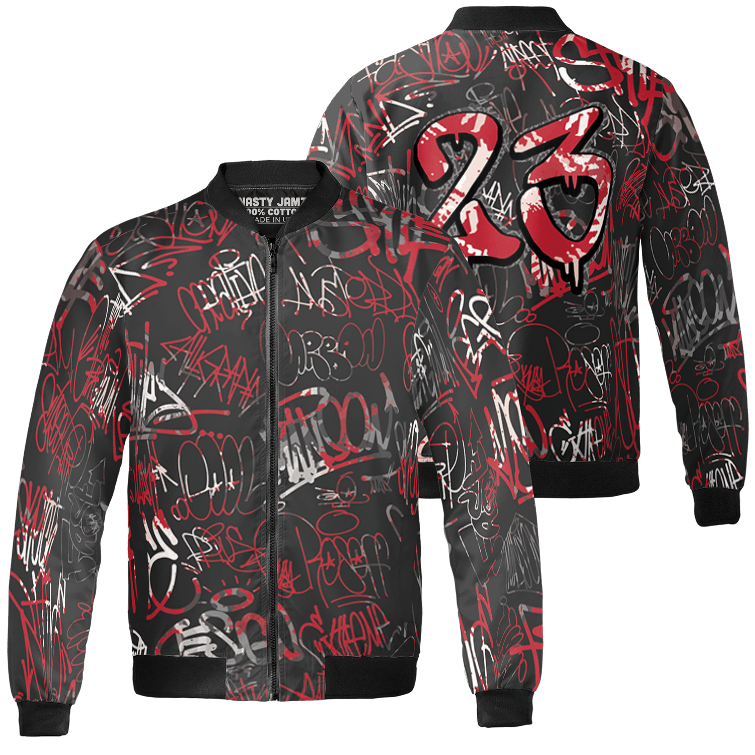 Spizike Low Bred Jacket Match 23 Hiphop 3D All-Over Print Graffiti Pattern - NastyJamz