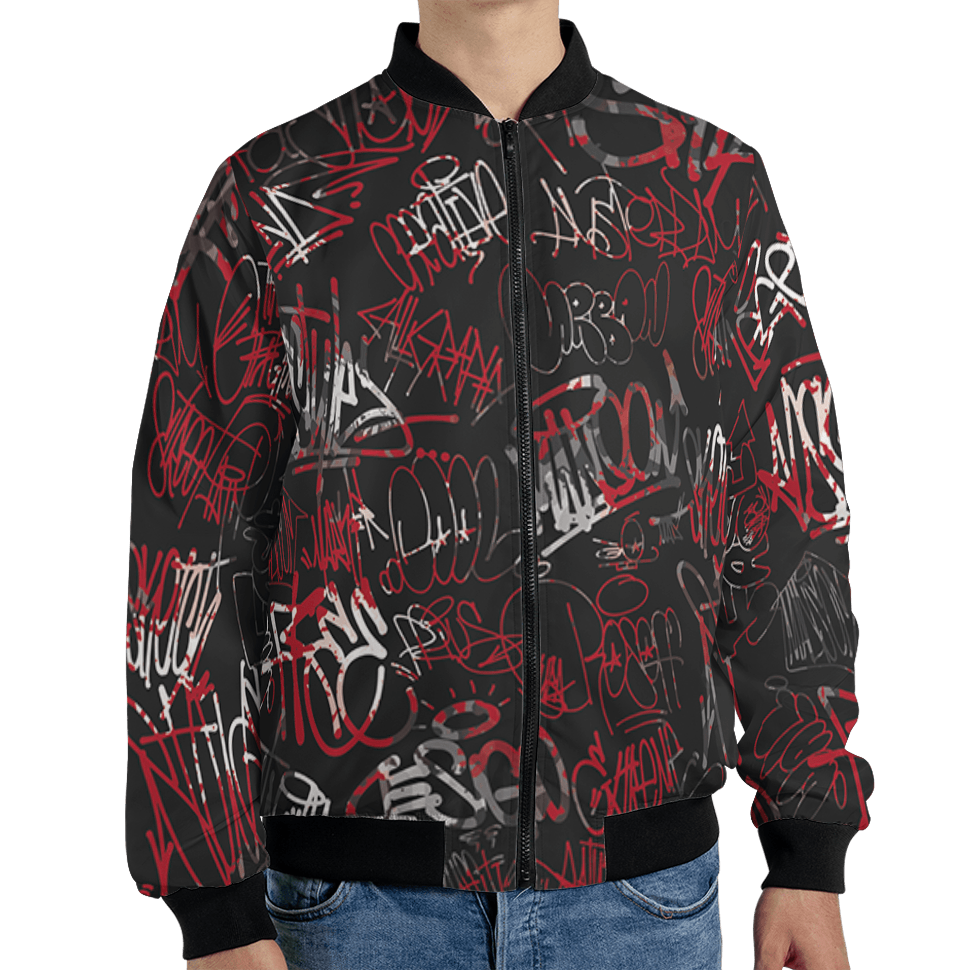 Spizike Low Bred Jacket Match 23 Hiphop 3D All-Over Print Graffiti Pattern - NastyJamz