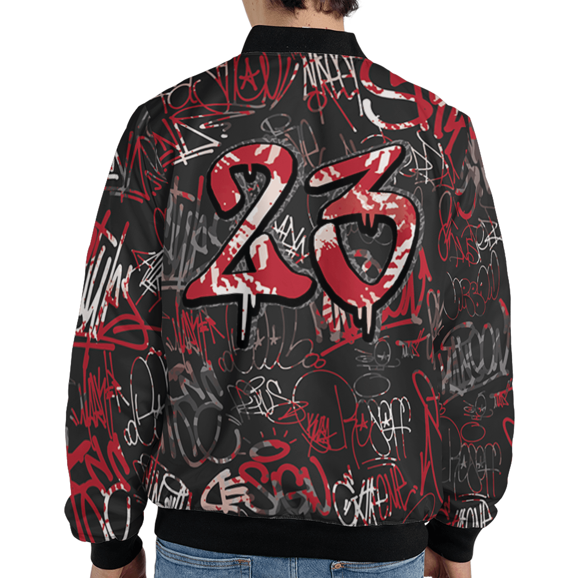 Spizike Low Bred Jacket Match 23 Hiphop 3D All-Over Print Graffiti Pattern - NastyJamz