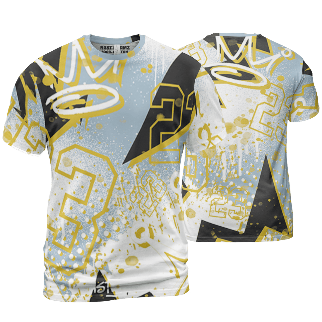 Blue Grey 13s T Shirt Match 23 King 3D All-Over Print Zigzag - NastyJamz