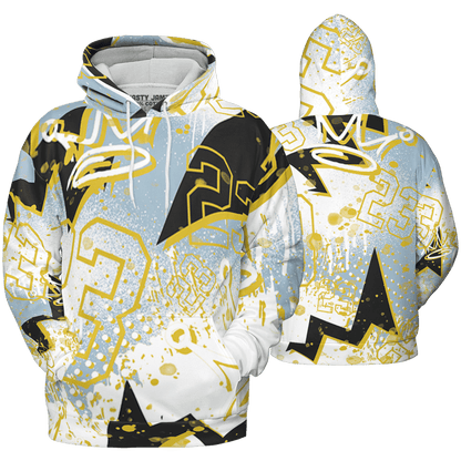 Blue Grey 13s Hoodie Match 23 King 3D All-Over Print Zigzag - NastyJamz