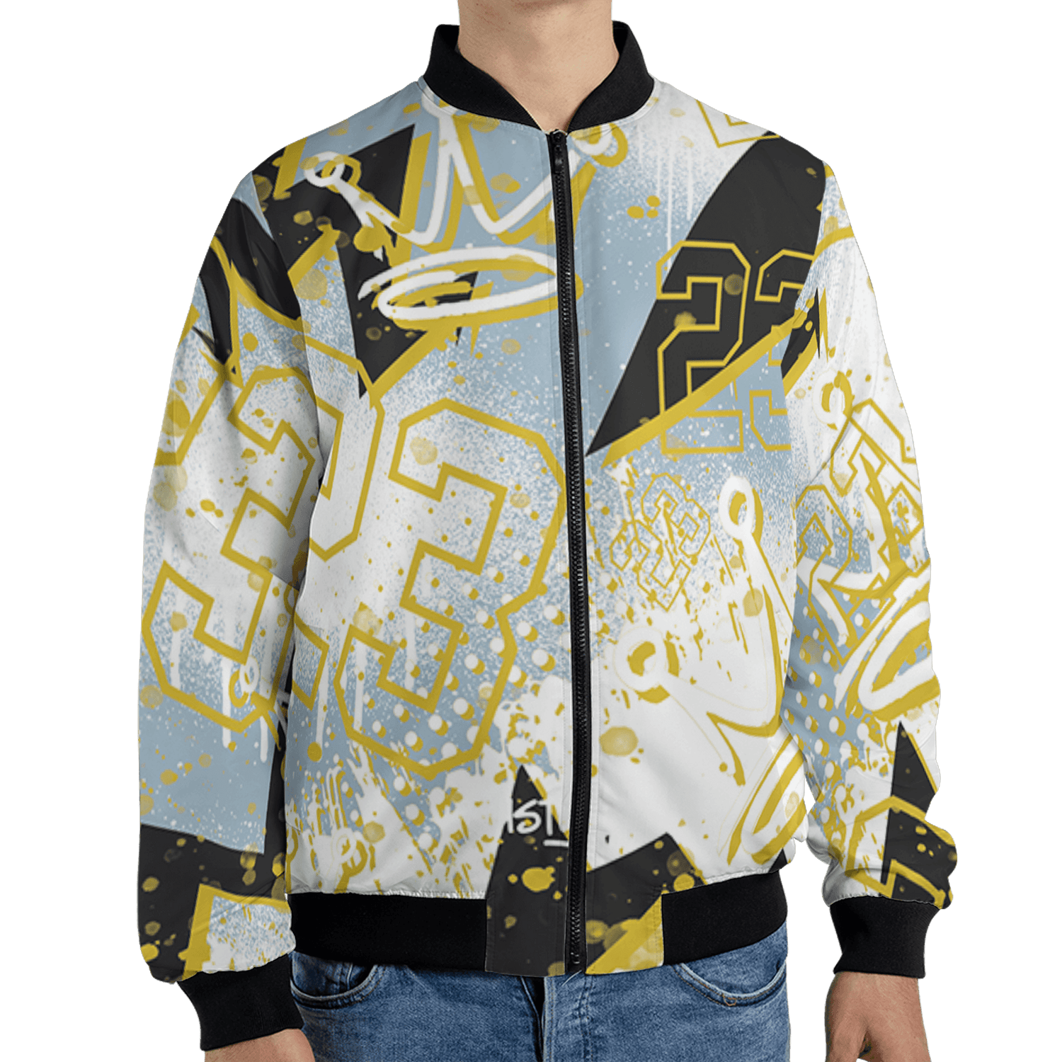 Blue Grey 13s Jacket Match 23 King 3D All-Over Print Zigzag - NastyJamz