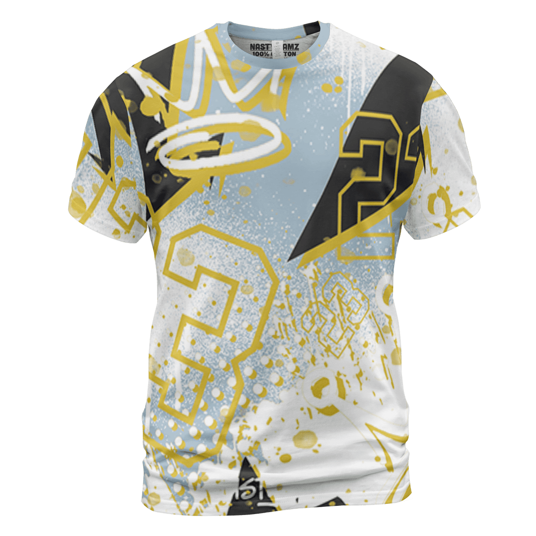 Blue Grey 13s T Shirt Match 23 King 3D All-Over Print Zigzag - NastyJamz