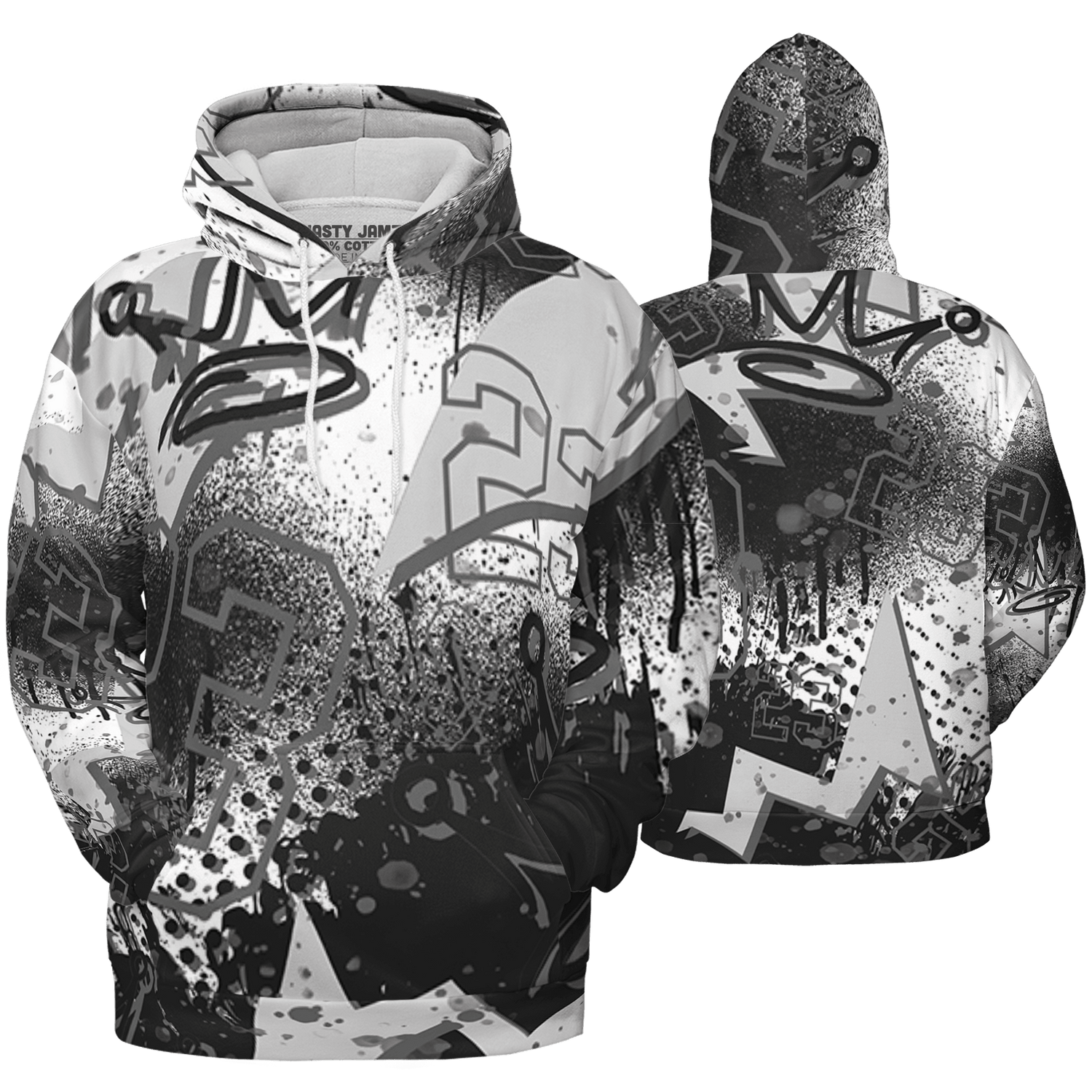 Retro High OG Black White 1s Hoodie Match 23 King 3D All-Over Print Zigzag - NastyJamz