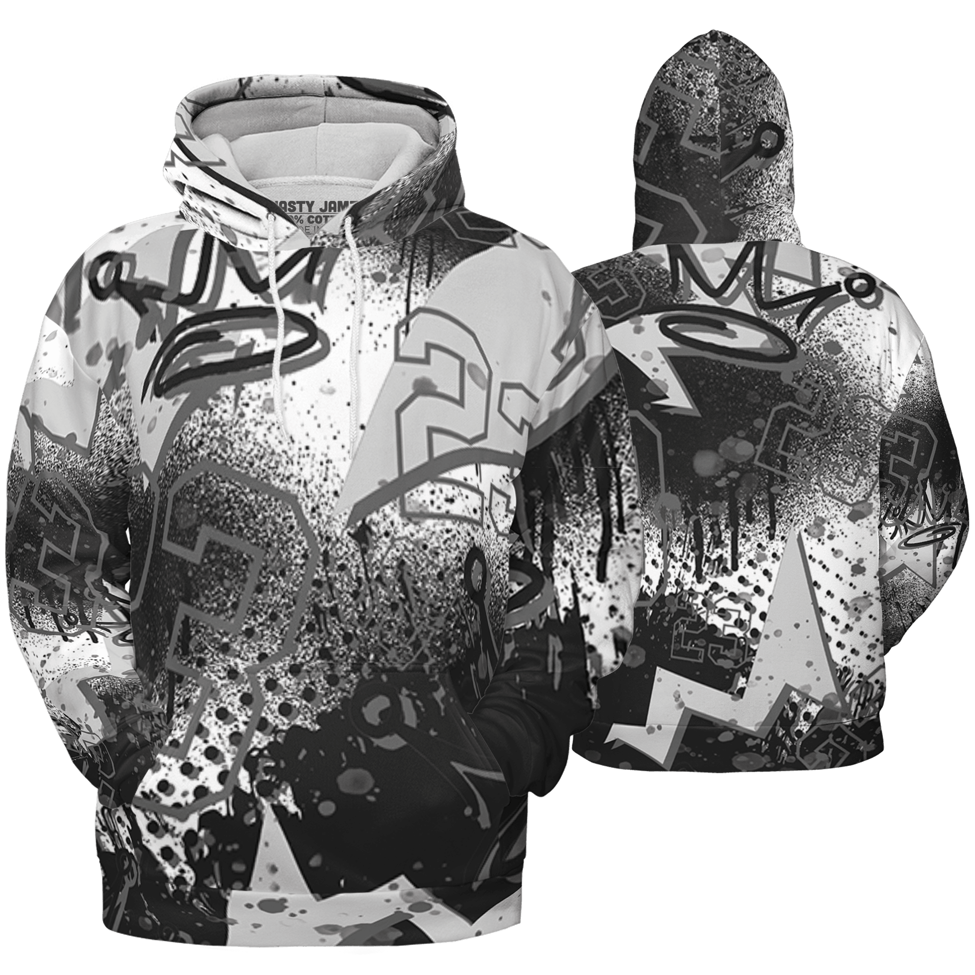 Retro High OG Black White 1s Hoodie Match 23 King 3D All-Over Print Zigzag - NastyJamz