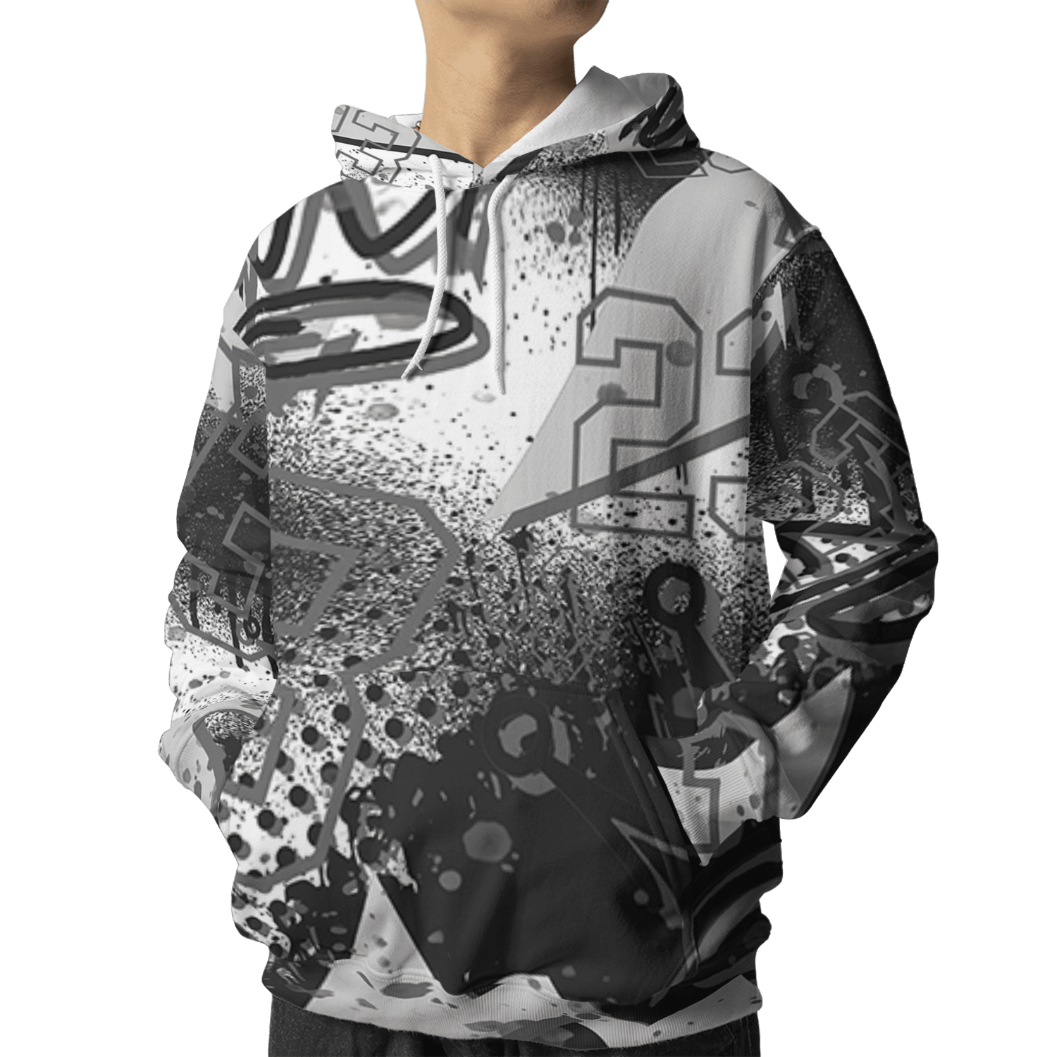 Retro High OG Black White 1s Hoodie Match 23 King 3D All-Over Print Zigzag - NastyJamz