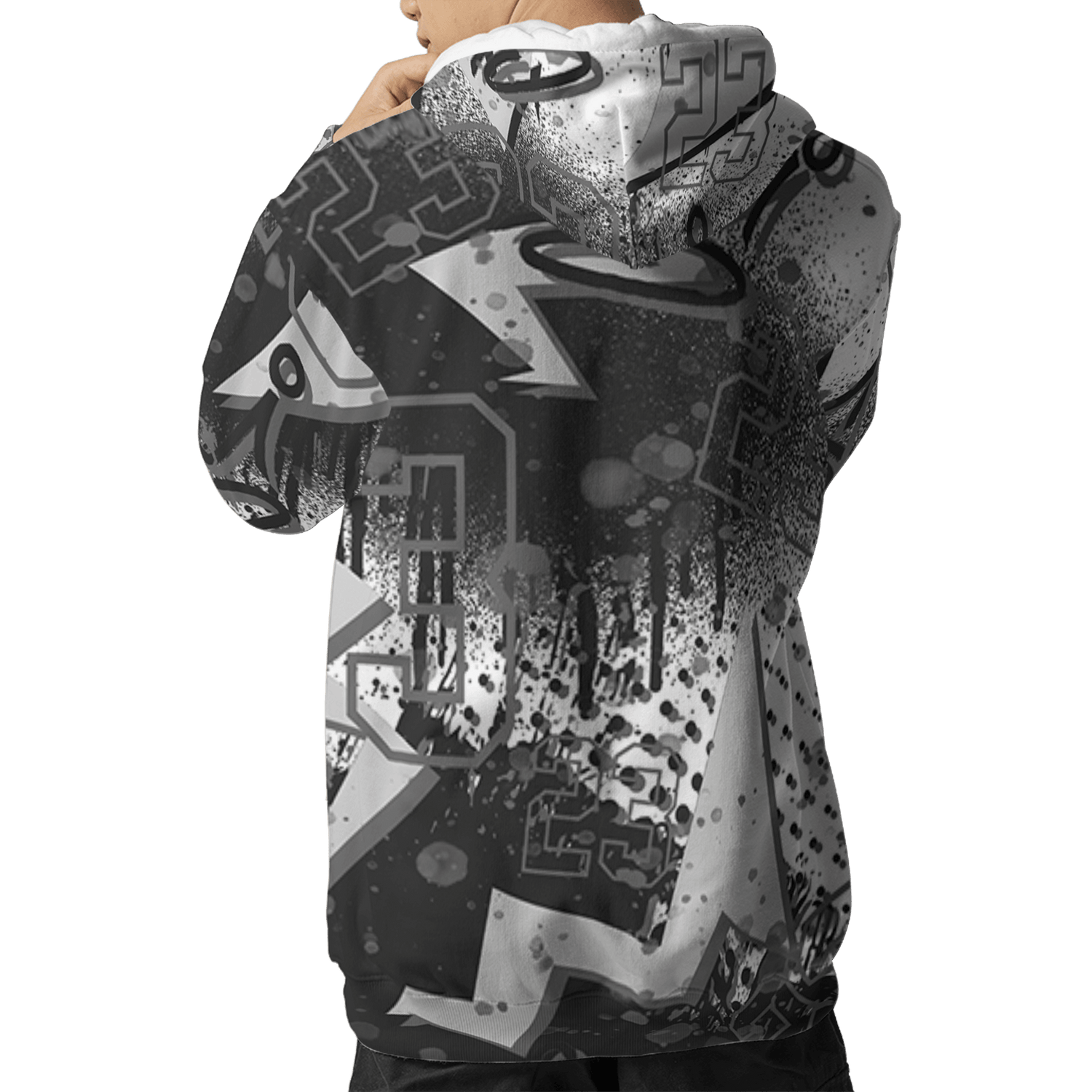 Retro High OG Black White 1s Hoodie Match 23 King 3D All-Over Print Zigzag - NastyJamz