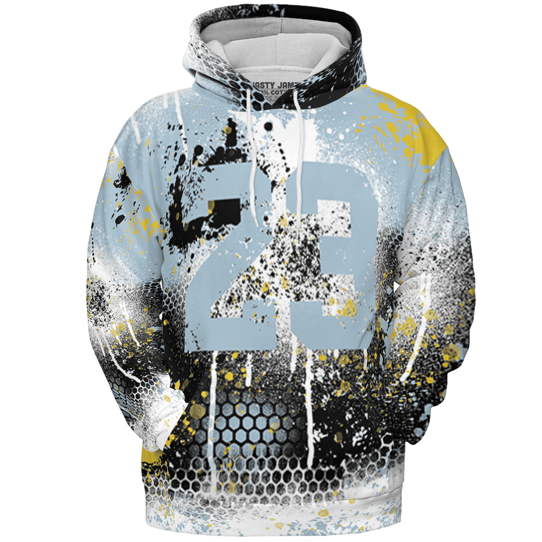 Blue Grey 13s Hoodie Match 23 Painted Graffiti 3D All-Over Print - NastyJamz