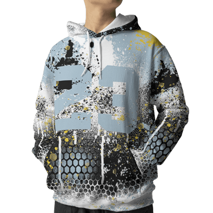 Blue Grey 13s Hoodie Match 23 Painted Graffiti 3D All-Over Print - NastyJamz