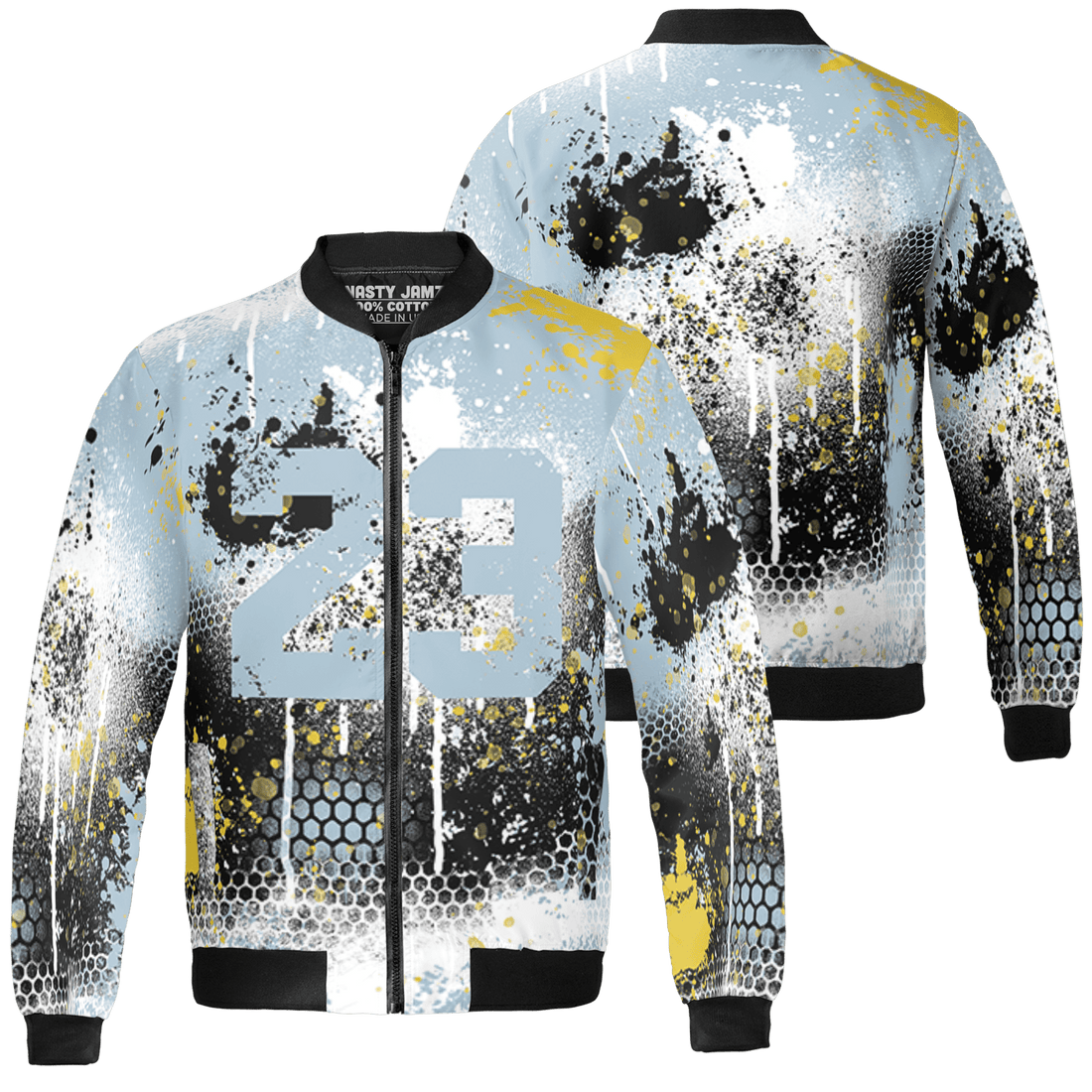 Blue Grey 13s Jacket Match 23 Painted Graffiti 3D All-Over Print - NastyJamz