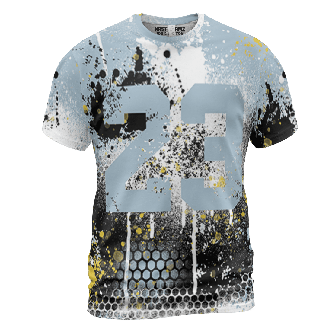 Blue Grey 13s T Shirt Match 23 Painted Graffiti 3D All-Over Print - NastyJamz