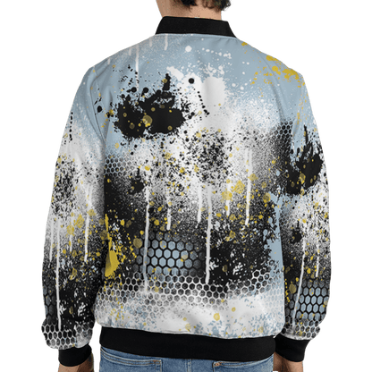 Blue Grey 13s Jacket Match 23 Painted Graffiti 3D All-Over Print - NastyJamz