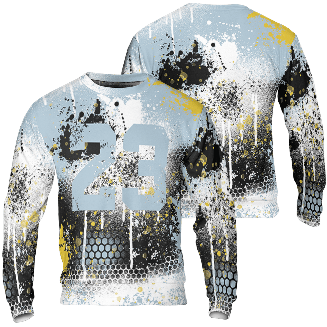 Blue Grey 13s Sweatshirt Match 23 Painted Graffiti 3D All-Over Print - NastyJamz