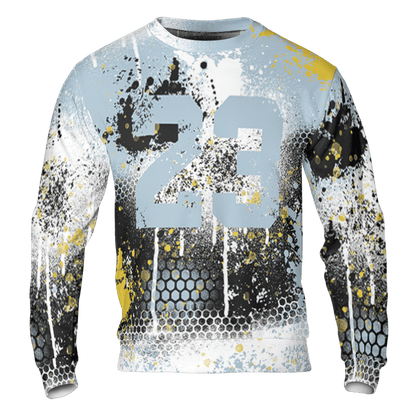Blue Grey 13s Sweatshirt Match 23 Painted Graffiti 3D All-Over Print - NastyJamz