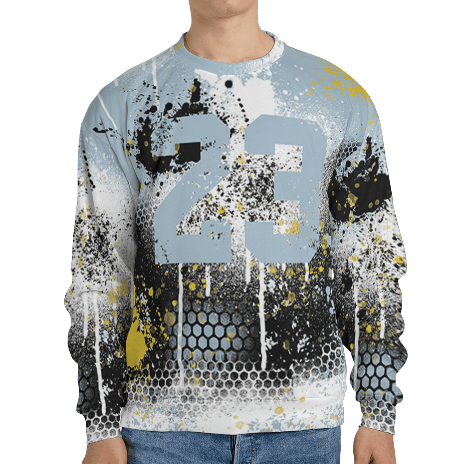 Blue Grey 13s Sweatshirt Match 23 Painted Graffiti 3D All-Over Print - NastyJamz