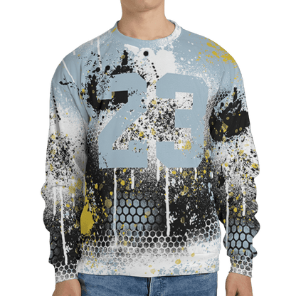 Blue Grey 13s Sweatshirt Match 23 Painted Graffiti 3D All-Over Print - NastyJamz