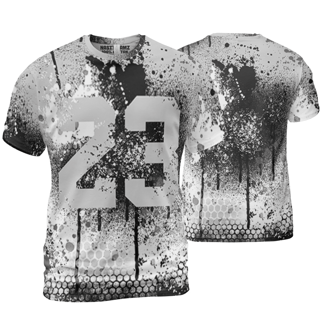 Retro High OG Black White 1s T Shirt Match 23 Painted Graffiti 3D All-Over Print - NastyJamz