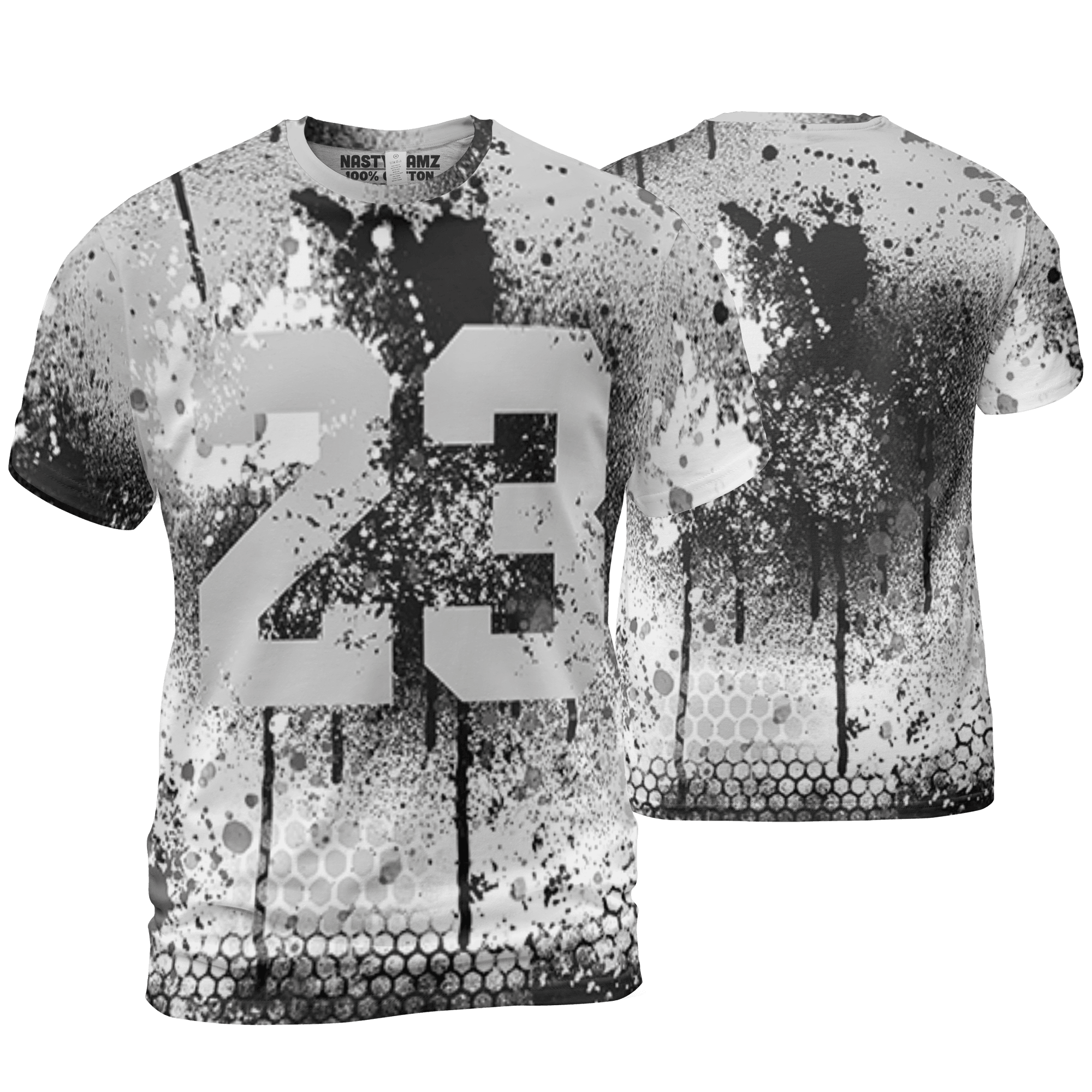 Retro High OG Black White 1s T Shirt Match 23 Painted Graffiti 3D All-Over Print - NastyJamz