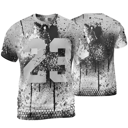 Retro High OG Black White 1s T Shirt Match 23 Painted Graffiti 3D All-Over Print - NastyJamz