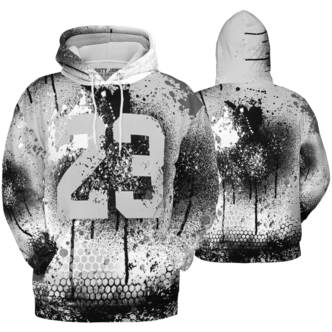 Retro High OG Black White 1s Hoodie Match 23 Painted Graffiti 3D All-Over Print - NastyJamz