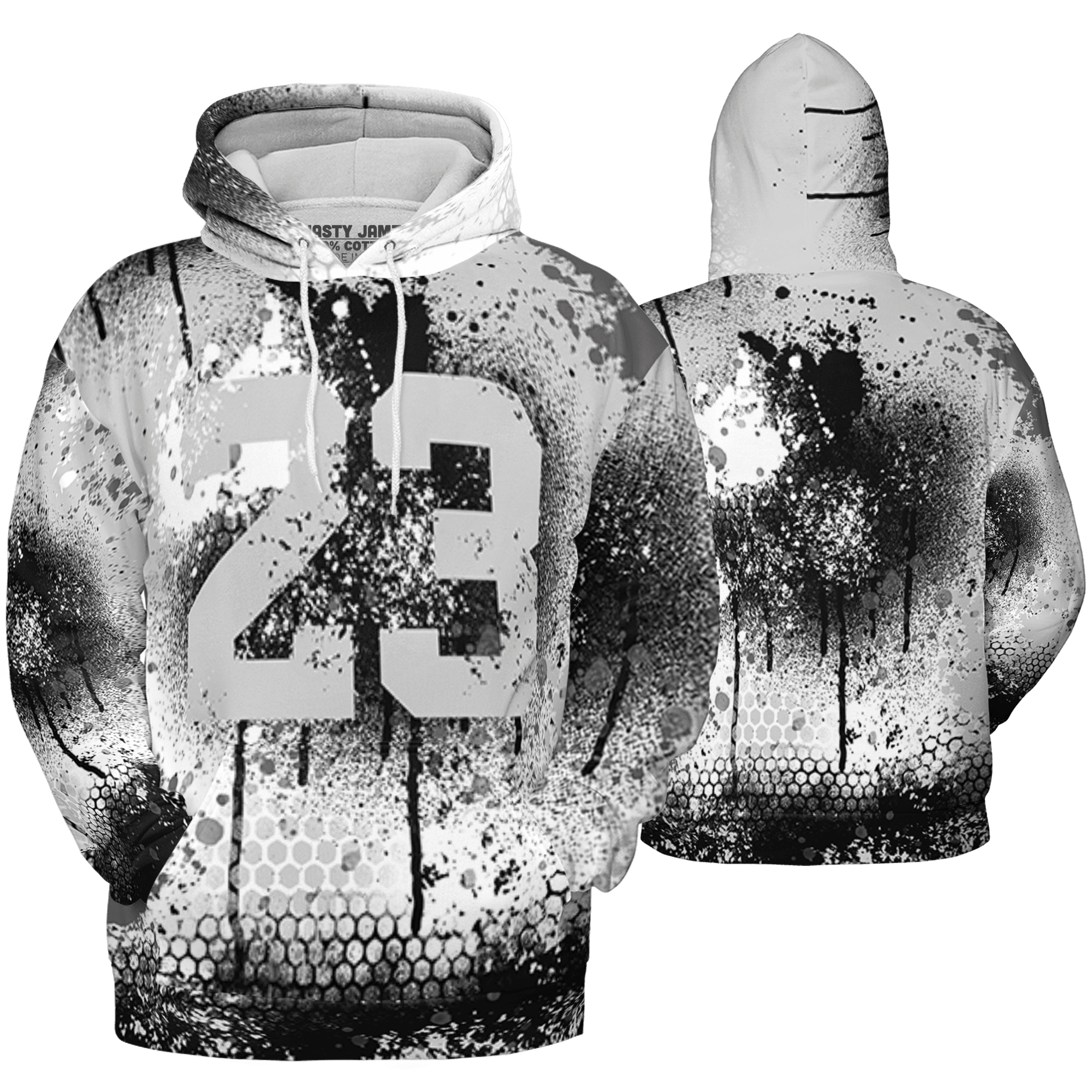 Retro High OG Black White 1s Hoodie Match 23 Painted Graffiti 3D All-Over Print - NastyJamz