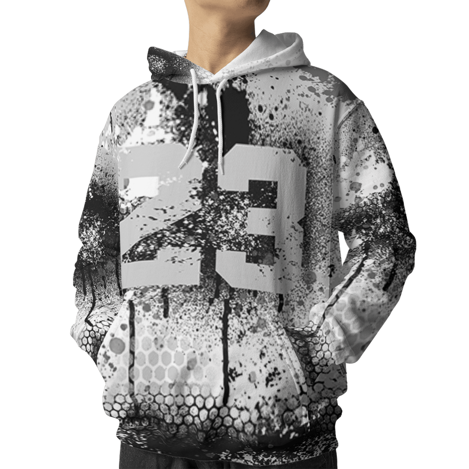 Retro High OG Black White 1s Hoodie Match 23 Painted Graffiti 3D All-Over Print - NastyJamz