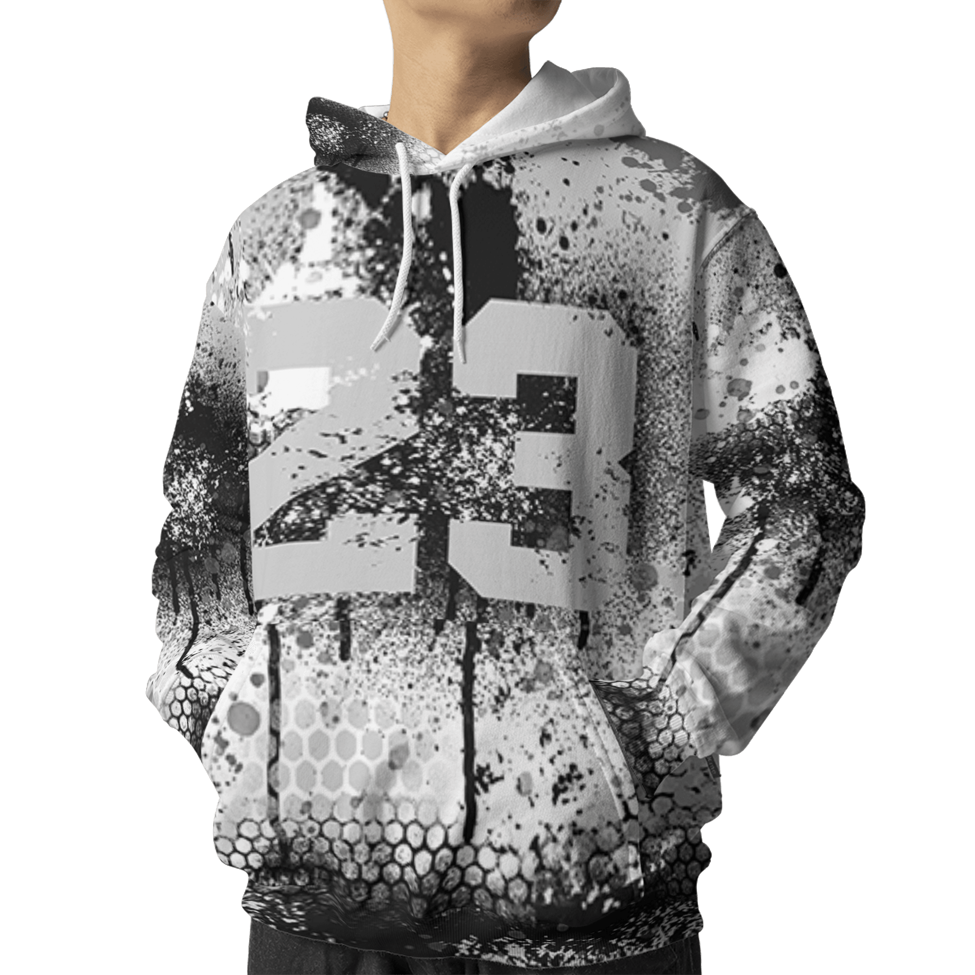 Retro High OG Black White 1s Hoodie Match 23 Painted Graffiti 3D All-Over Print - NastyJamz