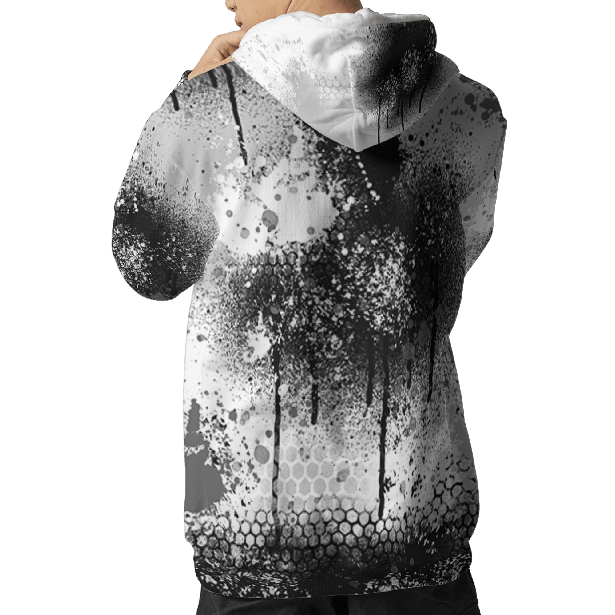 Retro High OG Black White 1s Hoodie Match 23 Painted Graffiti 3D All-Over Print - NastyJamz
