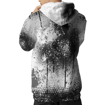 Retro High OG Black White 1s Hoodie Match 23 Painted Graffiti 3D All-Over Print - NastyJamz