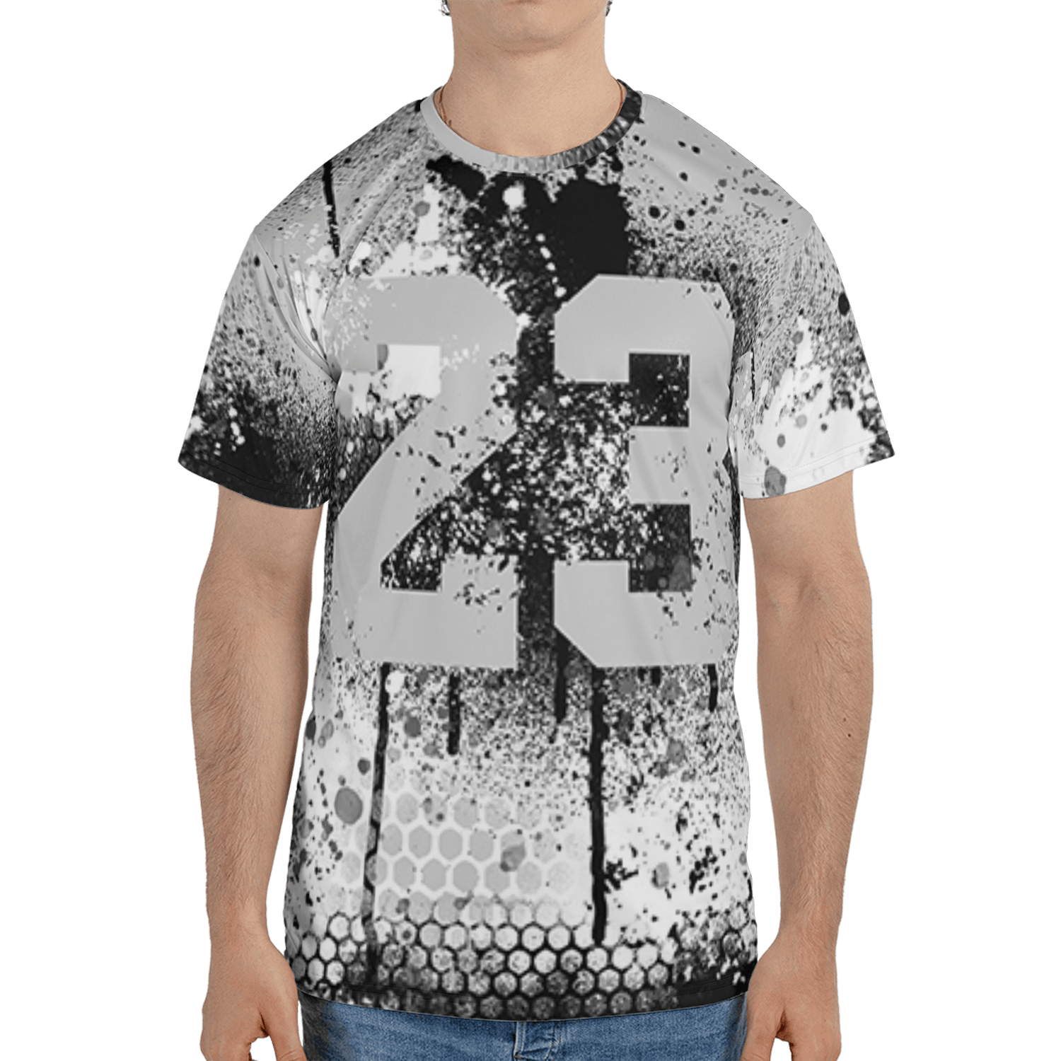 Retro High OG Black White 1s T Shirt Match 23 Painted Graffiti 3D All-Over Print - NastyJamz