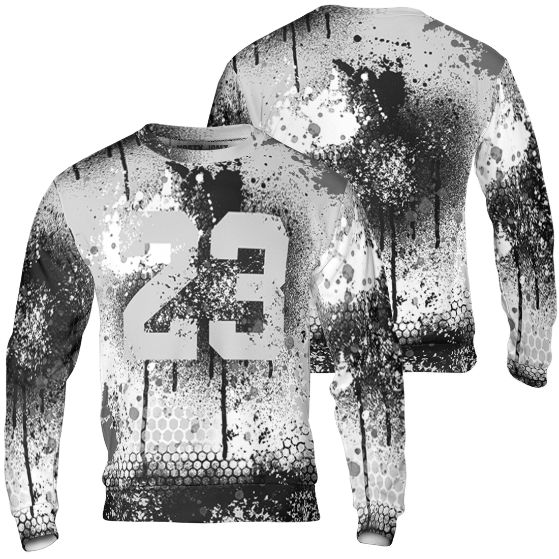 Retro High OG Black White 1s Sweatshirt Match 23 Painted Graffiti 3D All-Over Print - NastyJamz