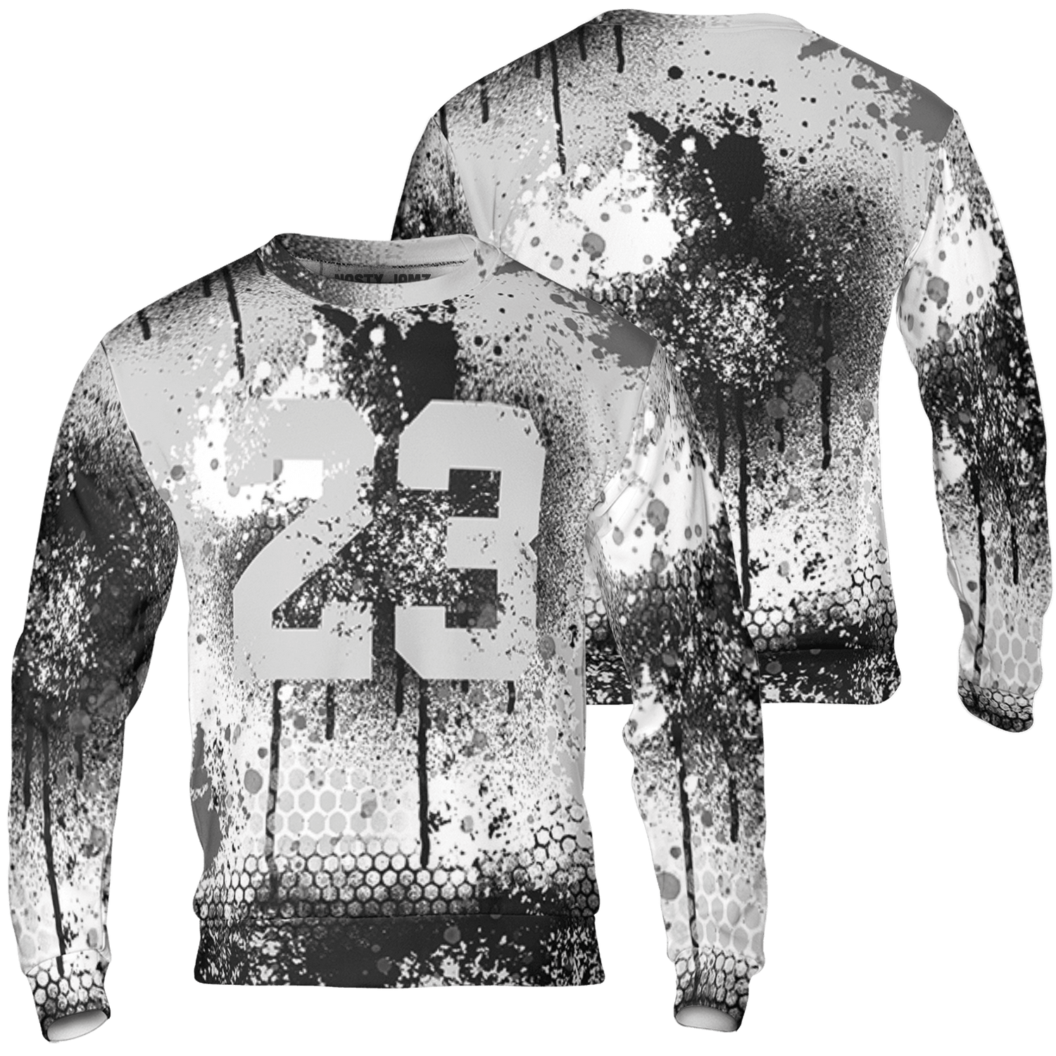 Retro High OG Black White 1s Sweatshirt Match 23 Painted Graffiti 3D All-Over Print - NastyJamz