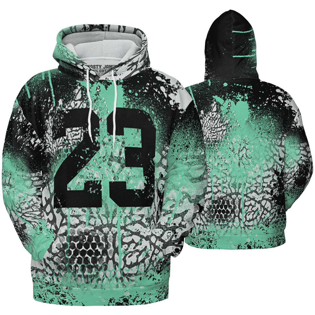 Green Glow 3s Hoodie Match 23 Painted Graffiti 3D All-Over Print - NastyJamz
